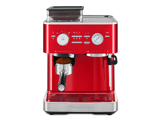 Kafijas automāts KitchenAid ar kafijas dzirnaviņām, sarkans