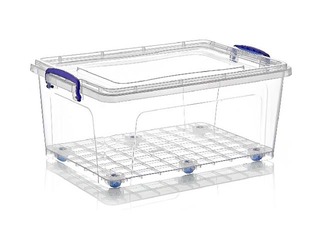 Kast ratastega ja kaanega, 55 x 37 x h 24 cm , 30 l