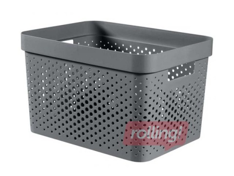 Kaste uzglabāšanai Infinity Recycled, bez vāka, 17L, tumši pelēka