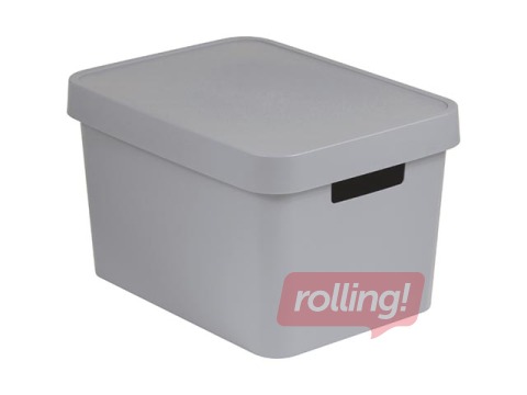 Kaste ar vāku Curver Infinity Recycled, pelēka, 36x27x22cm, 17l