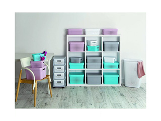 Uzglabāšanas kaste Curver Infinity Recycled, ar vāku, balta, 56×39×27cm, 45l