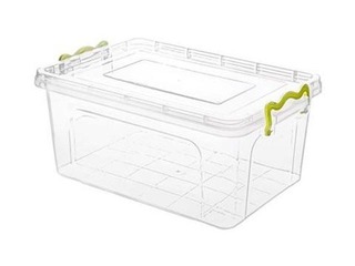 Kaste ar vāku un rokturiem, 3l, 25,6x16,7xh12,2cm, caurspīdīga