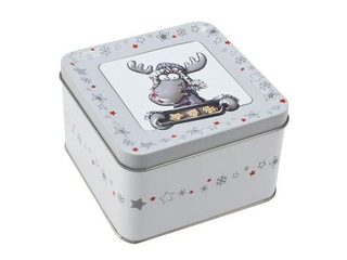 Metal Box with Reindeer Design, 10.5×10.5×6.8cm