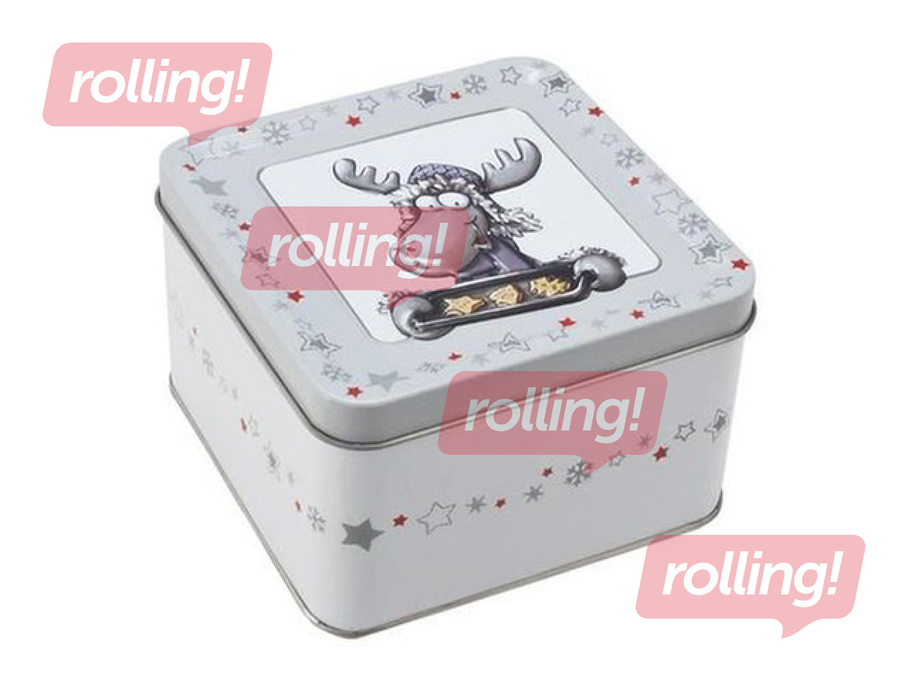 Metāla kārba ar briedi, 10.5x10.5x6.8cm