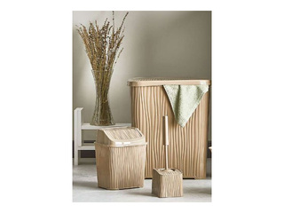 Корзина для белья Ozer Wavy, с крышкой, бежевая, пластик, 48л