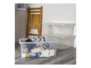 Kaste Curver Textile Box, ar vāku, caurspīdīga, 45l, 59.6x39.4x23cm
