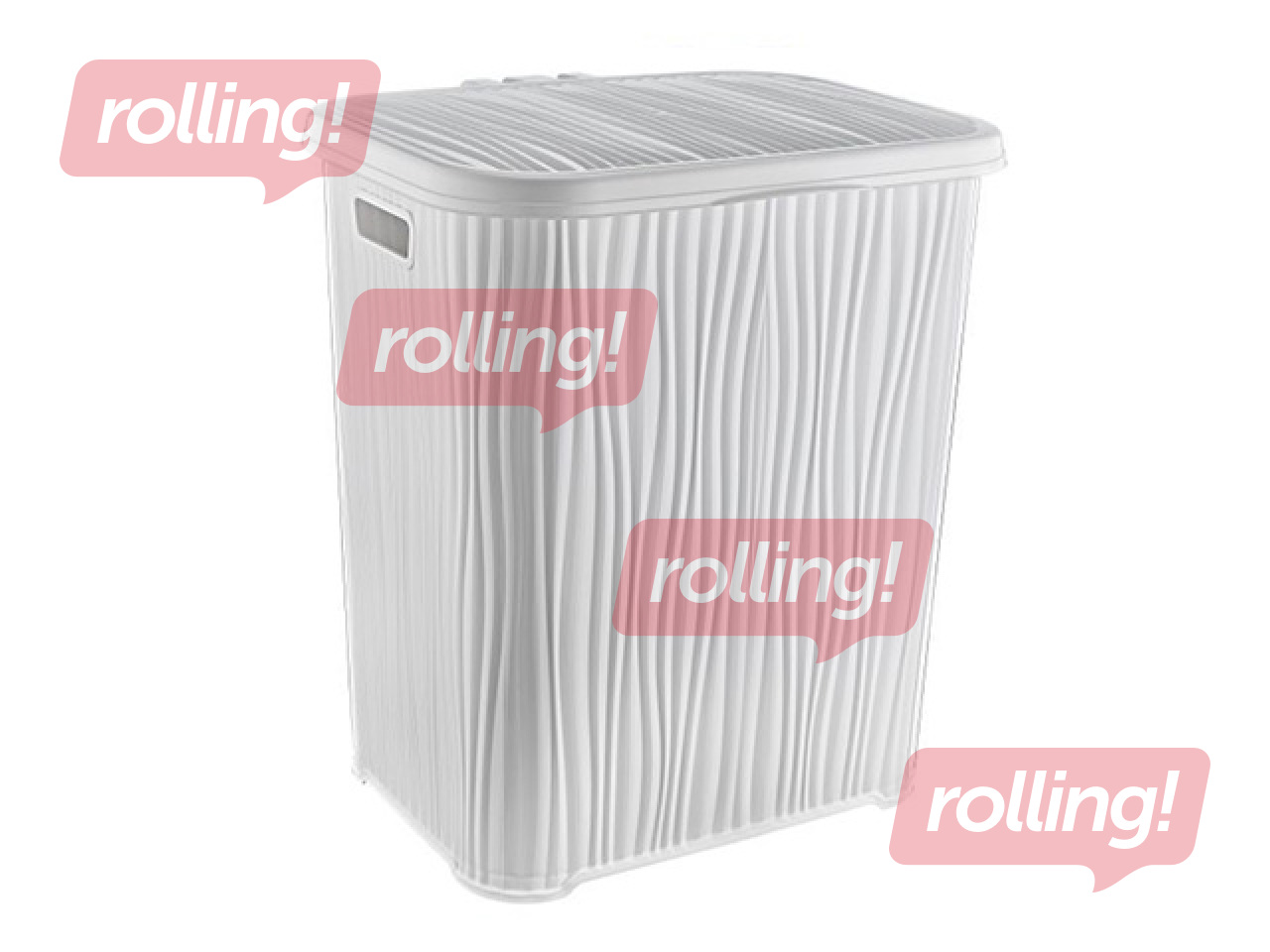 Veļas kaste Ozer Wavy, ar vāku, balta, plastmasas, 48l