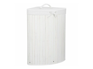 Pesukorv Springos, kaanega, valge, bambus, 73l