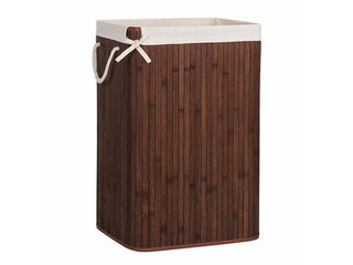 Laundry basket Springos, with lid, brown, bamboo, 72l