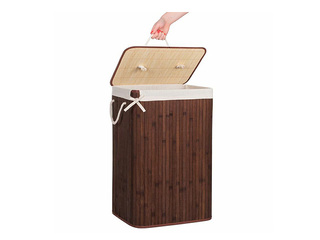 Veļas kaste Springos, ar vāku, brūna, bambusa, 72l