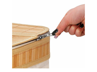 Корзина для белья Springos, два отделения, с крышкой, коричневая, бамбук, 100л