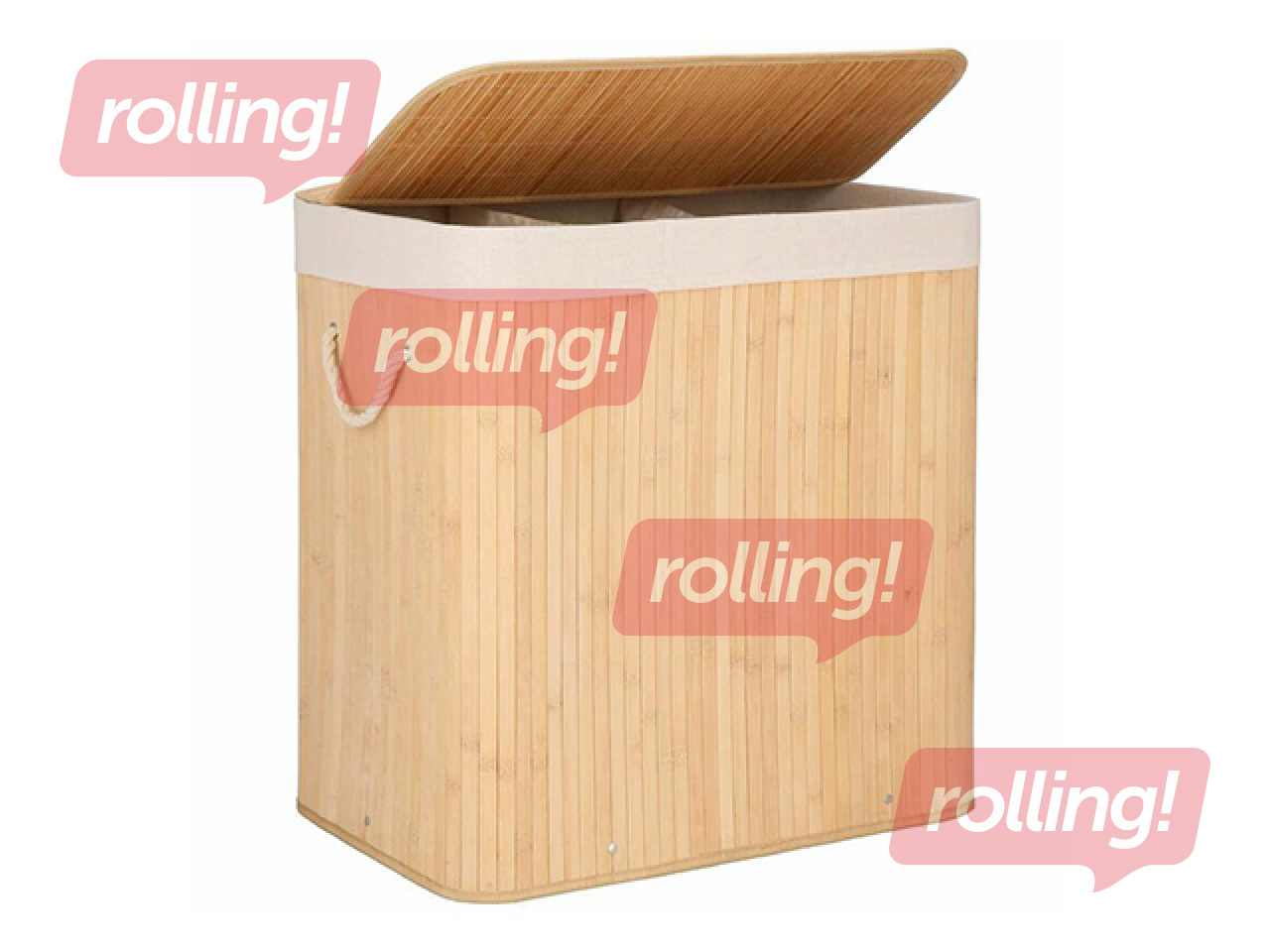 Laundry basket Springos, three compartments, with lid, brown, bamboo, 150l