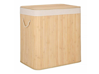 Laundry basket Springos, three compartments, with lid, brown, bamboo, 150l