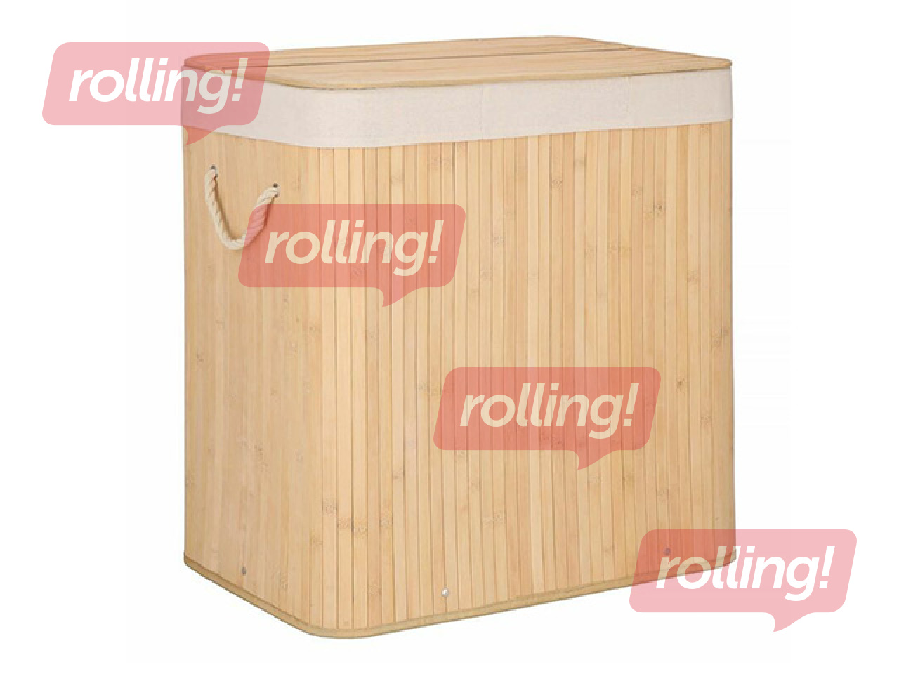Laundry basket Springos, three compartments, with lid, brown, bamboo, 150l