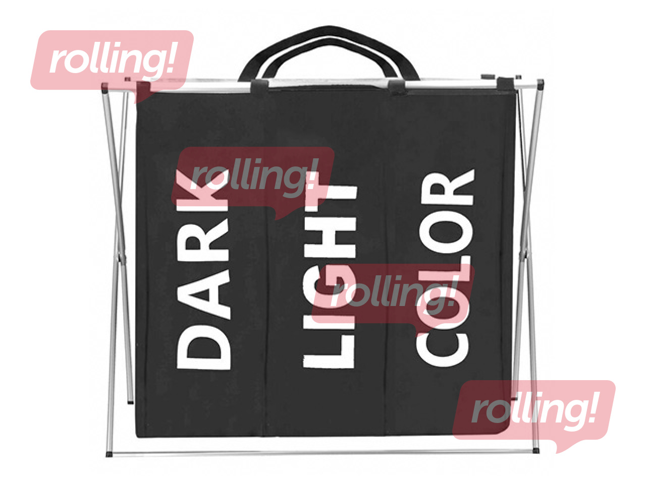 Корзина для белья Springos, три отделения, чёрная, тканевая, алюминиевая рама, 146л