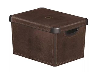 Uzglabāšanas kaste Curver Deco Stockholm L, ar vāku, brūna, 39.5x29.5x23.5cm, 22l