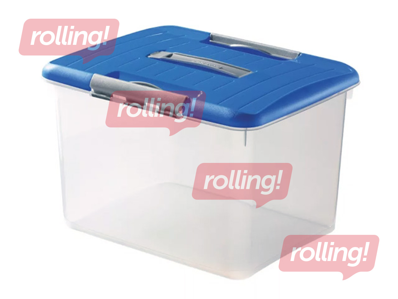 Uzglabāšanas kaste Hobby Optima, ar vāku un rokturi, caurspīdīga, zila, 43x34x28cm, 30l