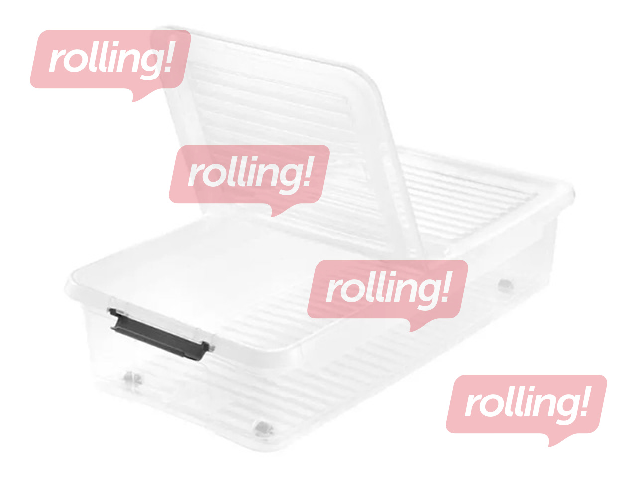 Uzglabāšanas kaste Keeeper Leo, ar vāku, uz ritenīšiem, caurspīdīga, 77x38x16cm, 33l