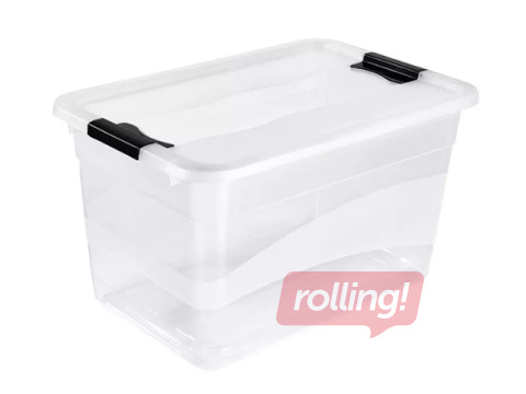 Storage box Keeeper Cornelia, with lid, transparent, 52l