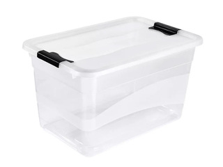 Storage box Keeeper Cornelia, with lid, transparent, 52l