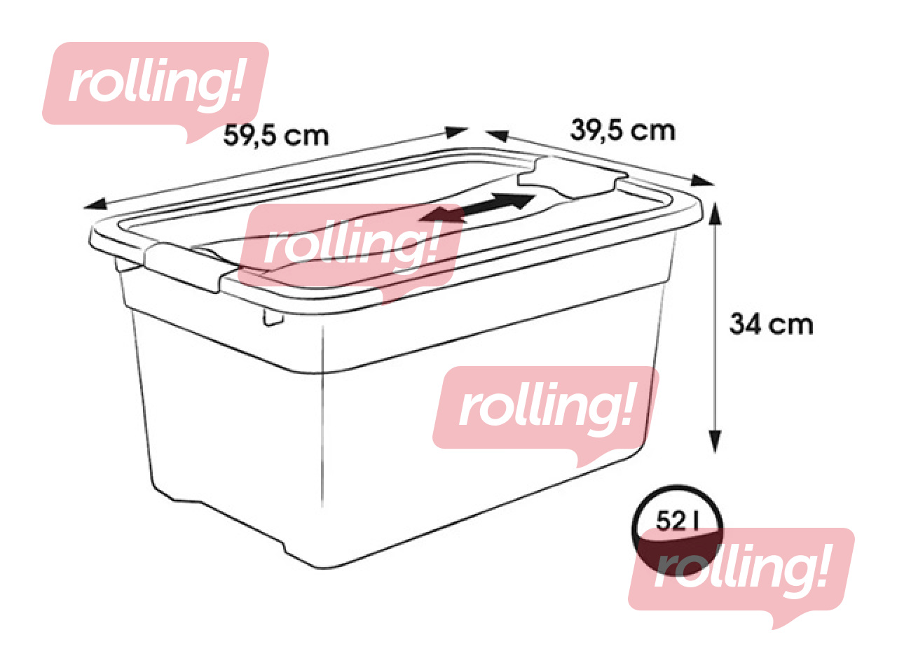 Storage box Keeeper Cornelia, with lid, transparent, 52l