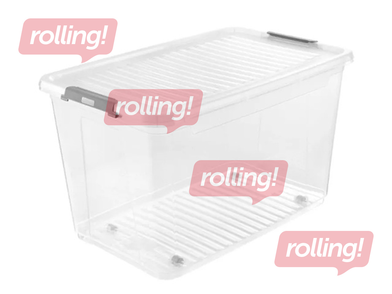 Uzglabāšanas kaste Keeeper Leo, ar vāku, uz ritenīšiem, caurspīdīga, 59x38x35.5cm, 56l