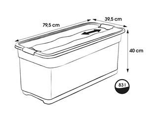 Storage box Keeeper Eckhart, with lid, grey, 83l