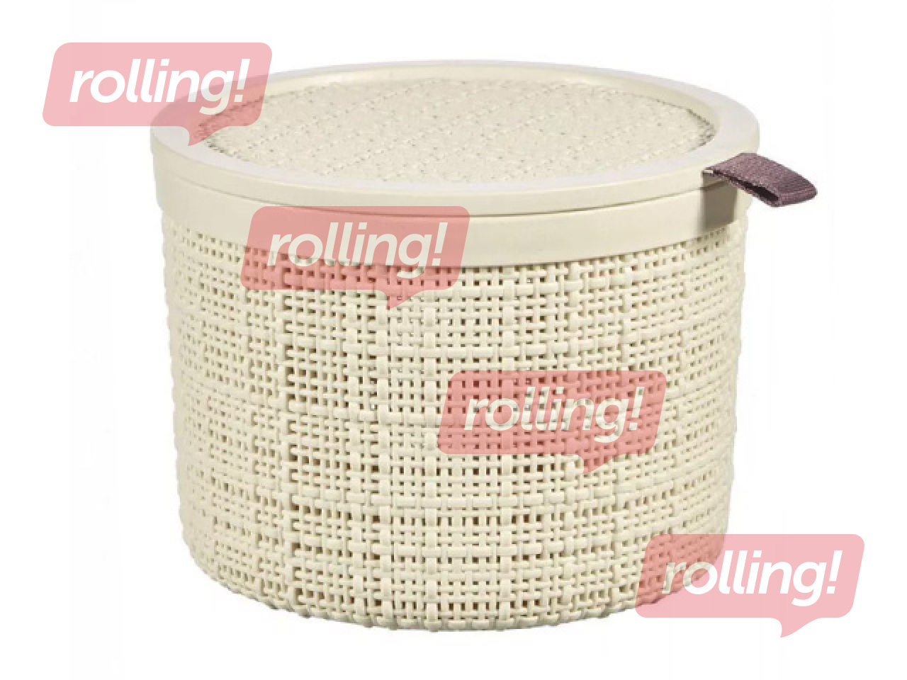 Groziņš Curver, Jute, ar vāku, krēmkrāsas, Ø17x13cm, 2l