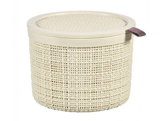 Корзинка Curver Jute, с крышкой, кремовая, Ø17x13см, 2л