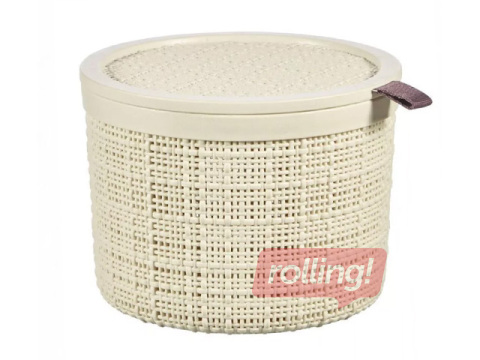 Uzglabāšanas kaste Curver, Jute, ar vāku, krēmkrāsas, Ø17x13cm, 2l