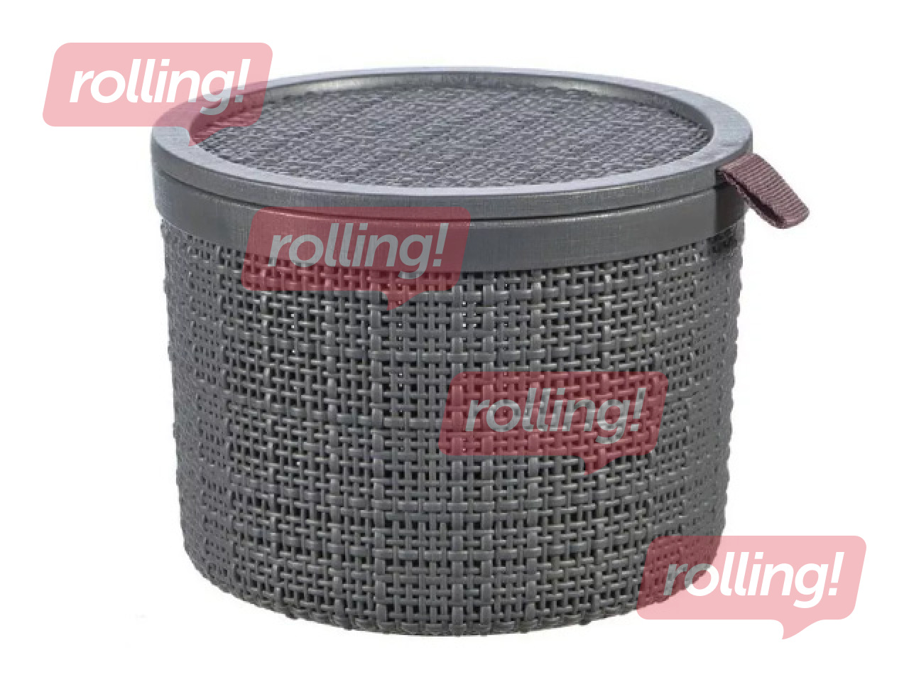 Basket Curver, Jute, with lid, grey, Ø17x13cm, 2l