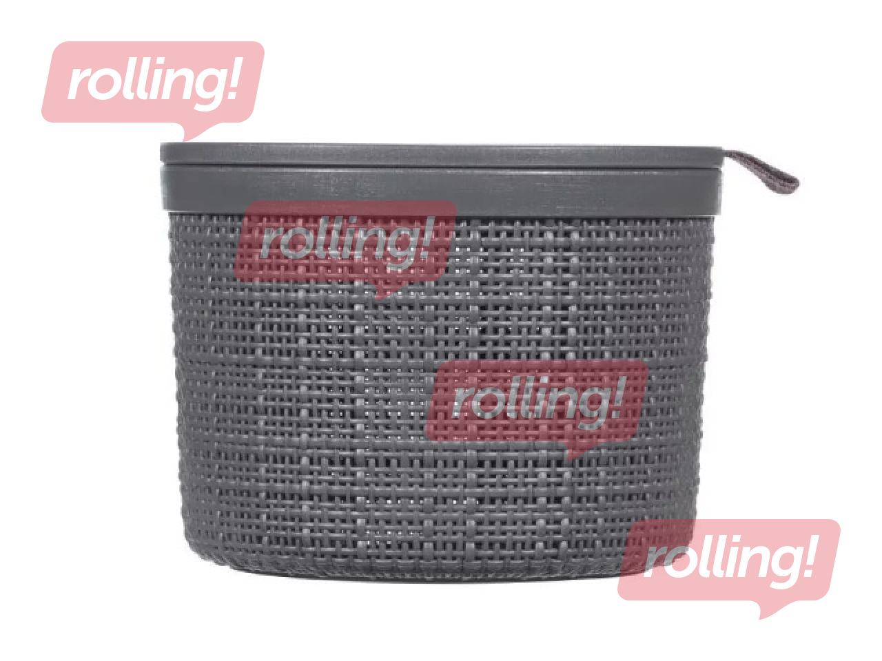 Basket Curver, Jute, with lid, grey, Ø17x13cm, 2l
