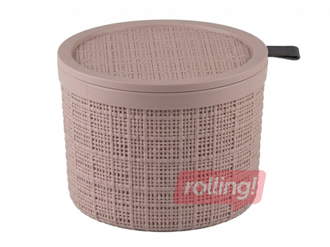 Uzglabāšanas kaste Curver Jute, ar vāku, rozā, Ø17x13cm, 2l