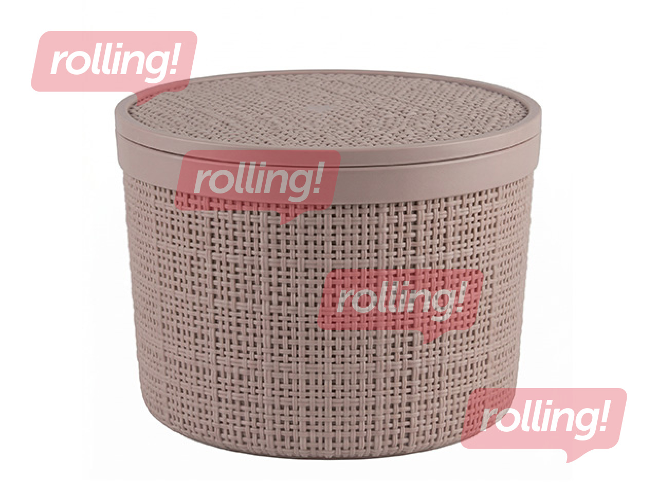 Uzglabāšanas kaste Curver Jute, ar vāku, rozā, Ø17x13cm, 2l