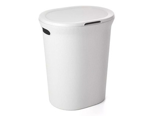 Laundry basket Tatay Baobab, with lid, white, 40l