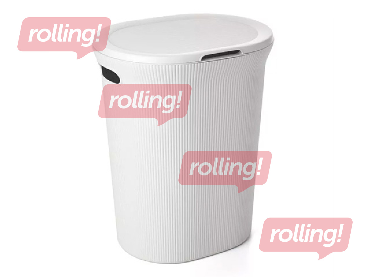 Laundry basket Tatay Baobab, with lid, white, 40l
