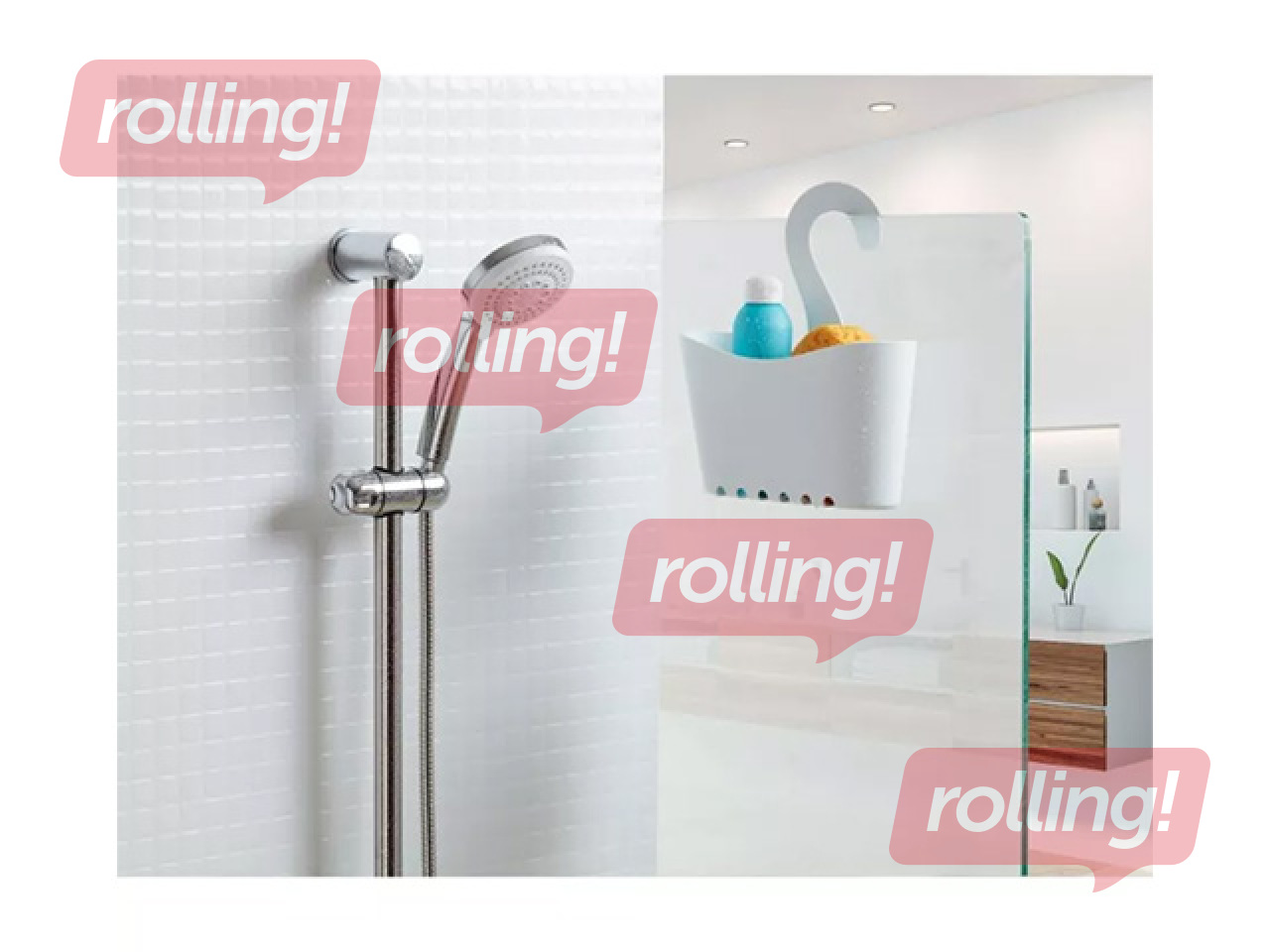 Dušas organizators Tatay, uzkarināms, balts, 25x9x28cm