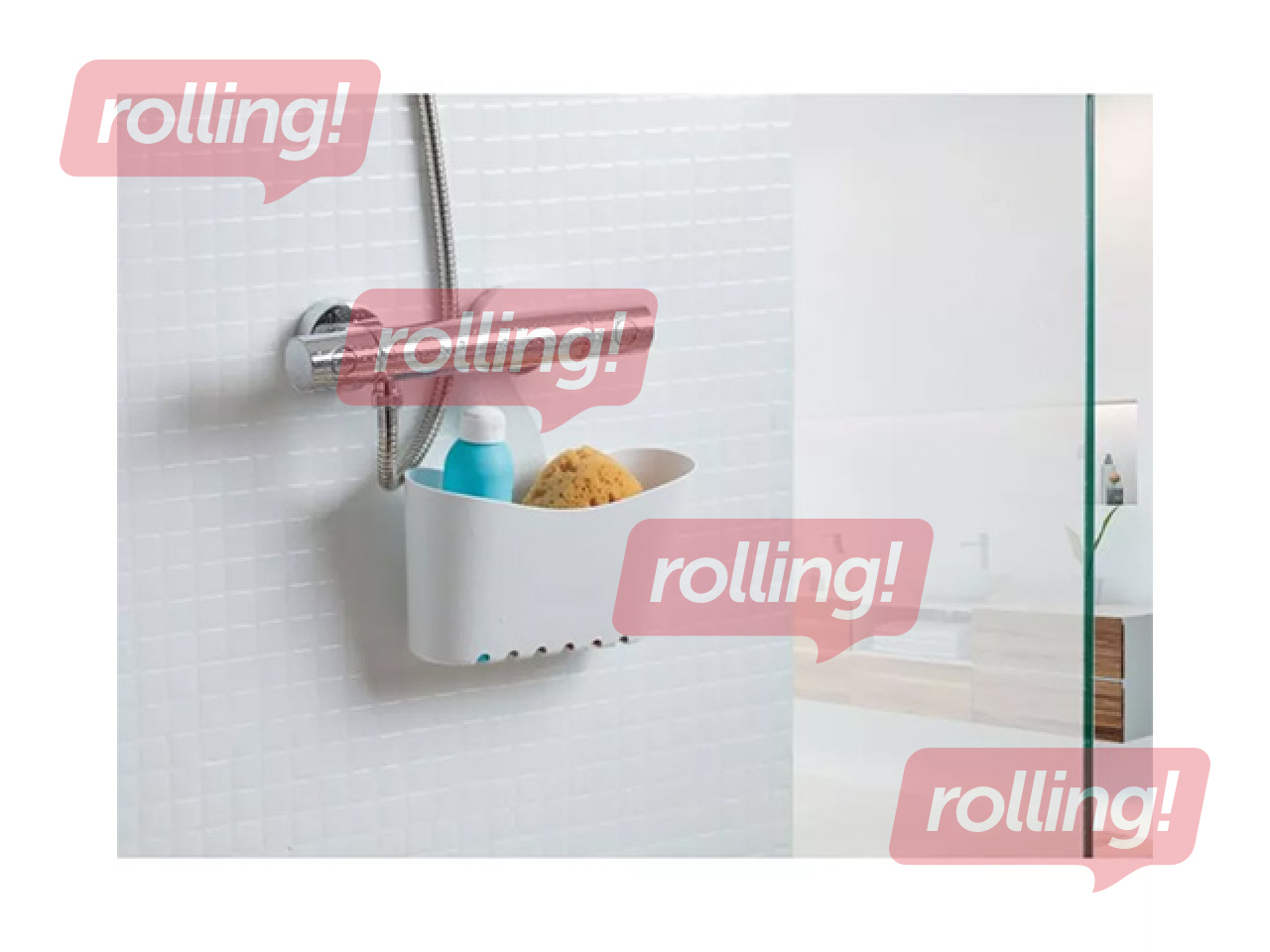 Dušas organizators Tatay, uzkarināms, balts, 25x9x28cm