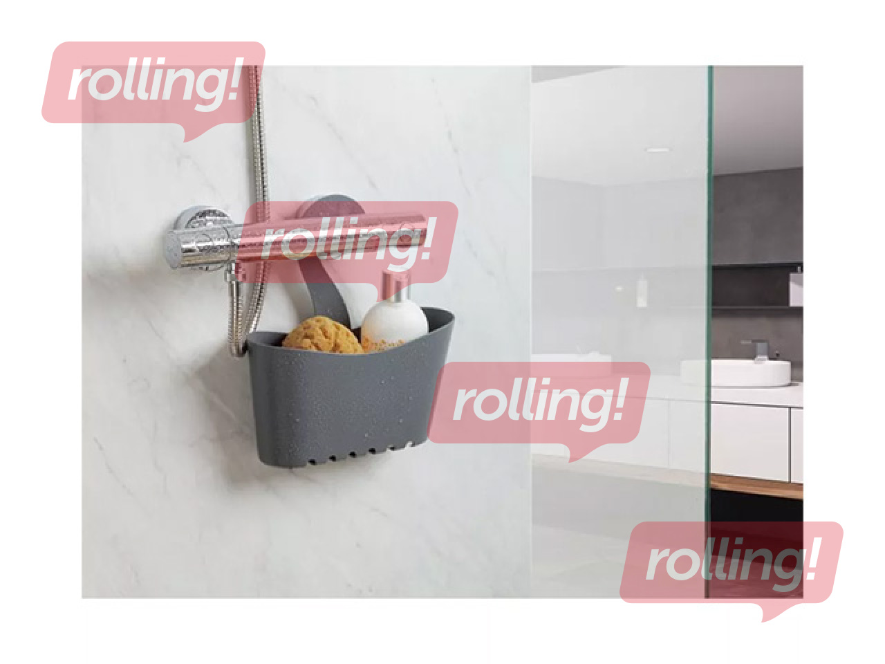 Dušas organizators Tatay, uzkarināms, pelēks, 25x9x28cm