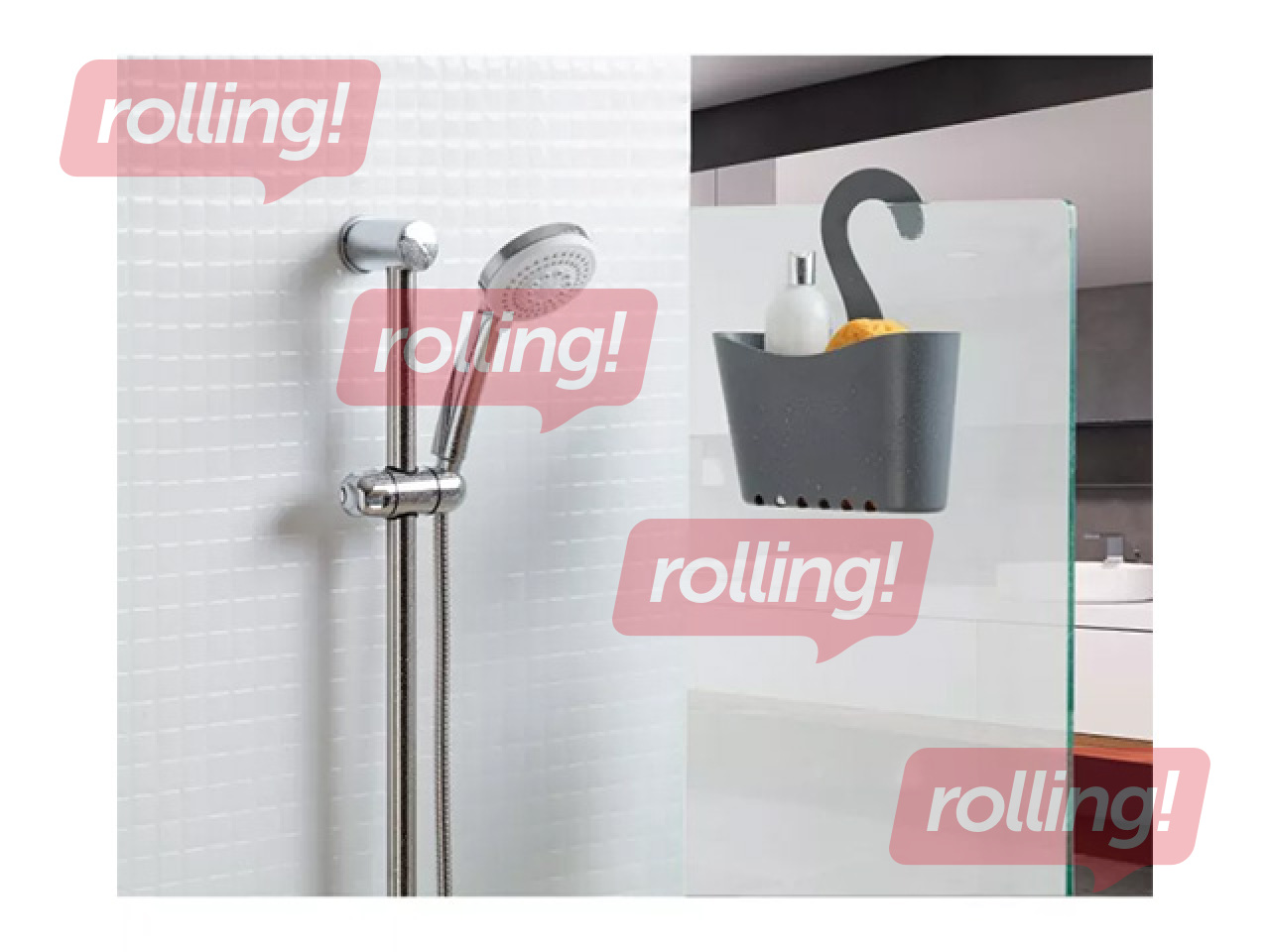 Dušas organizators Tatay, uzkarināms, pelēks, 25x9x28cm