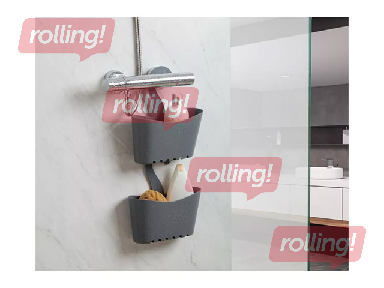 Полка для ванной комнаты Tatay, подвесная, серая, 25x9x28cm