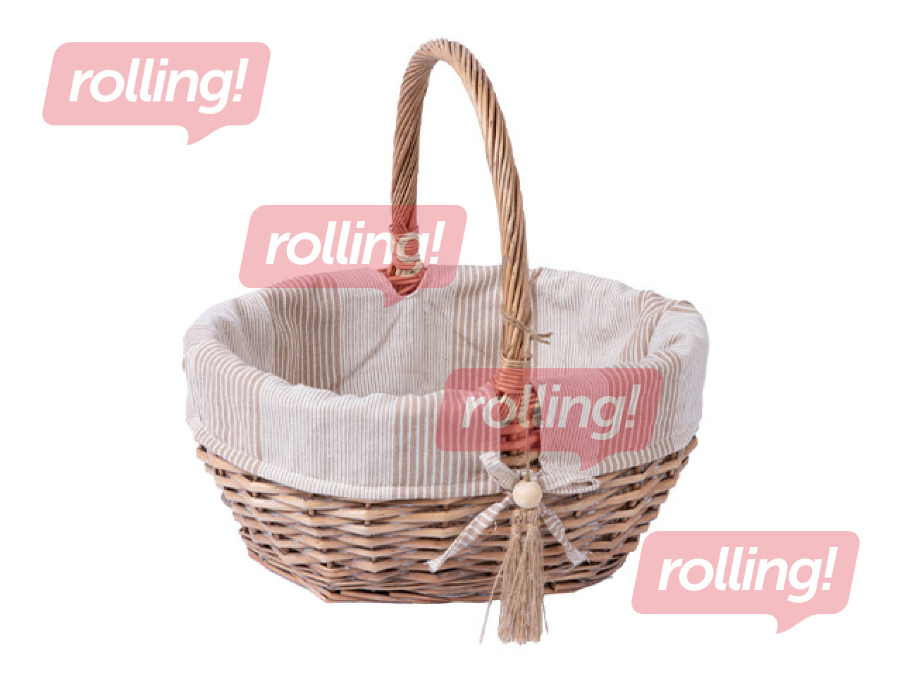 Grozs Willi Stripe, ar rokturi un tekstila oderi, 33x25x34cm