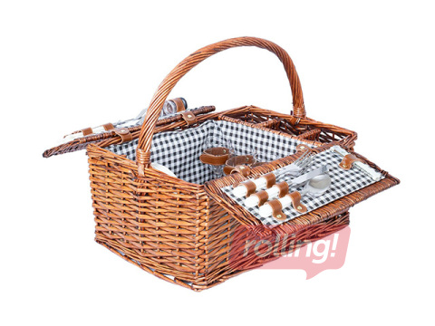 Picnic basket Gino, for 4 persons, with handle, 46x33x22/40cm