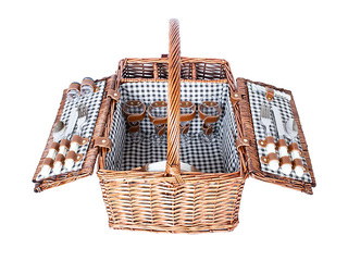 Picnic basket Gino, for 4 persons, with handle, 46x33x22/40cm