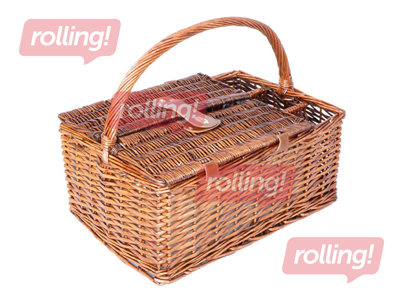 Picnic basket Gino, for 4 persons, with handle, 46x33x22/40cm