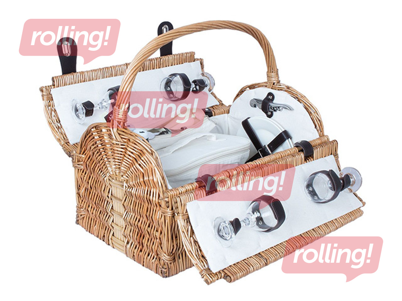 Piknika grozs Gino, ar rokturi, 4 personām, 47x31x23/28/38cm