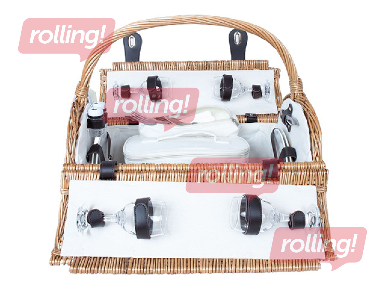 Piknika grozs Gino, ar rokturi, 4 personām, 47x31x23/28/38cm