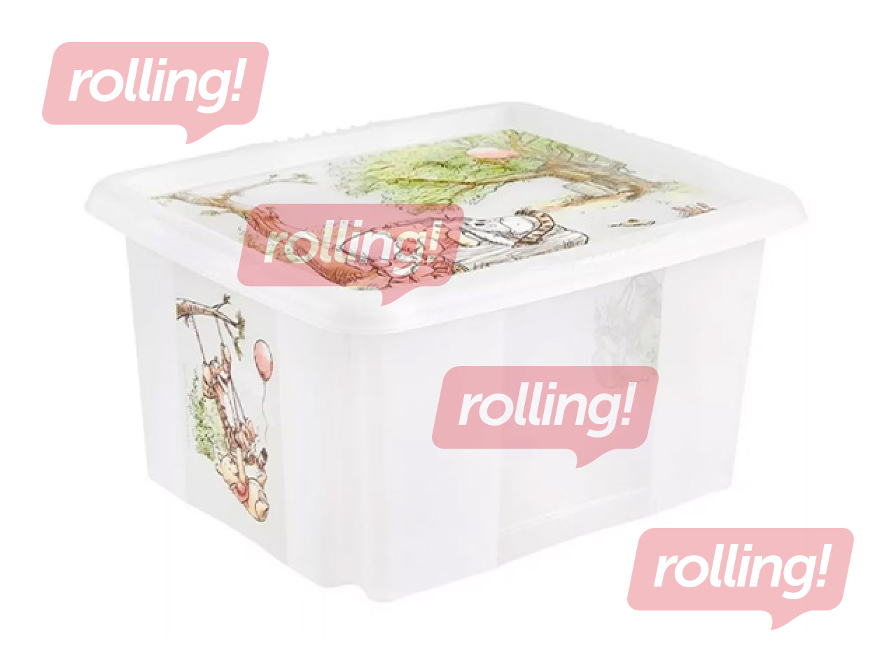 Uzglabāšanas kaste Keeeper Karolina Winnie the Pooh, ar vāku, caurspīdīga, 42.5x35.5x22.5cm, 24l