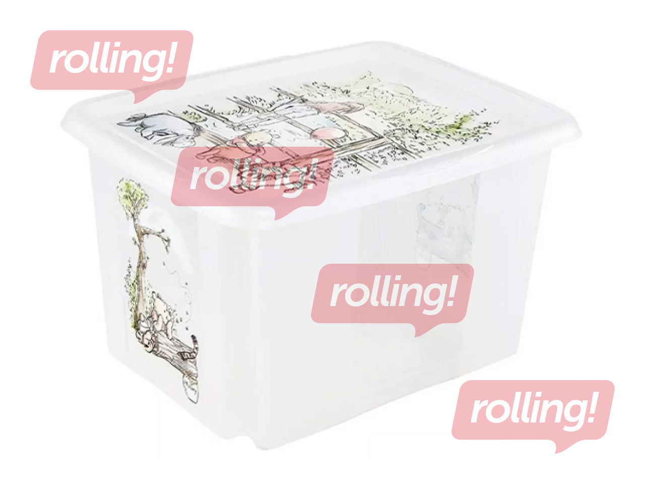 Storage box Keeeper Karolina Winnie the Pooh, with lid, transparent, 45x35x27cm, 30l