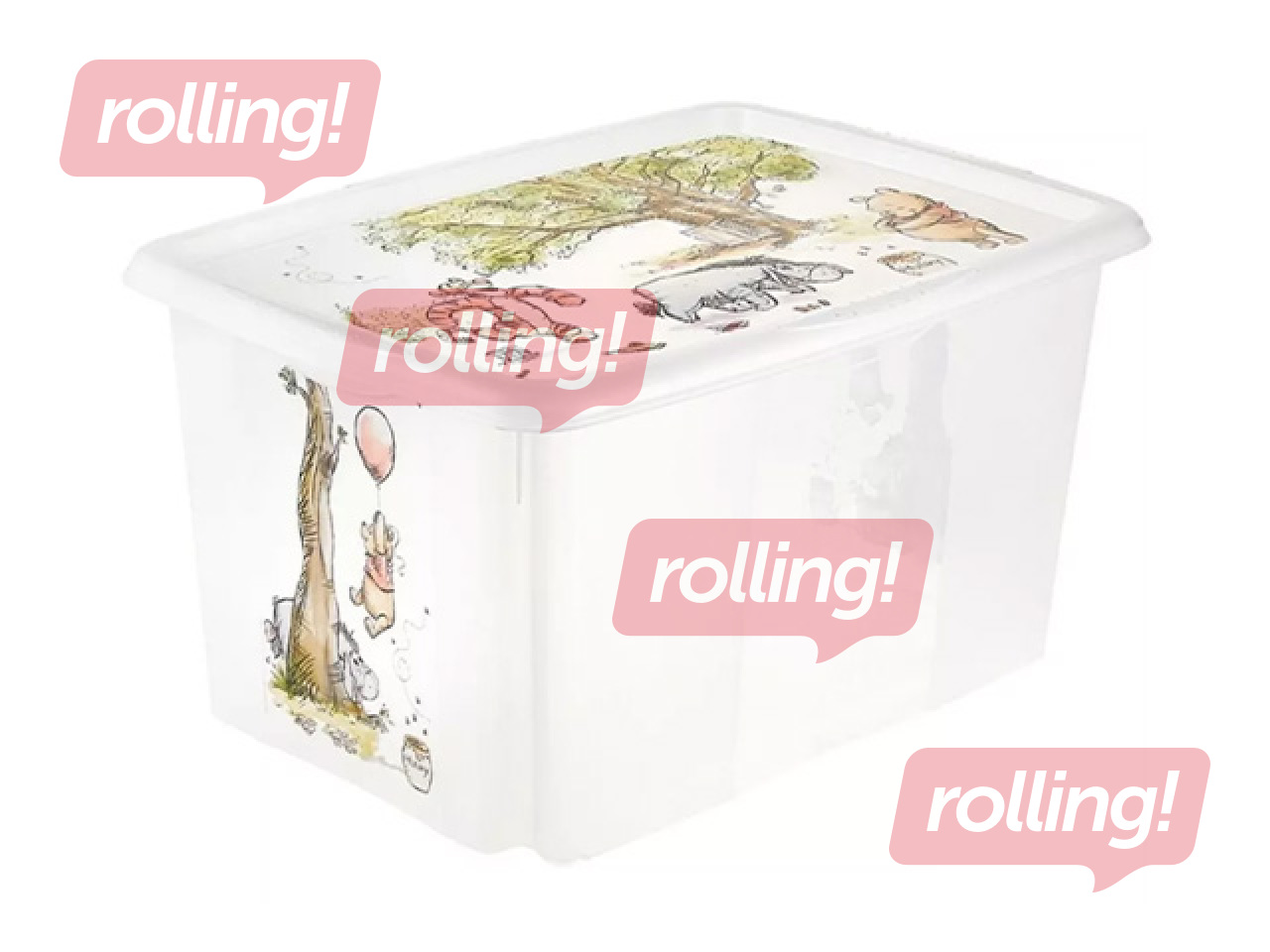 Uzglabāšanas kaste Keeeper Karolina Winnie the Pooh, ar vāku, caurspīdīga,  55.5x40x30cm, 45l